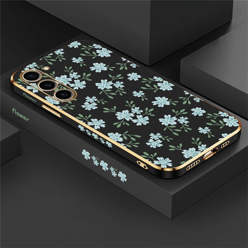 Elegant Floral Silicone Shockproof Back Cover - Plating Finish