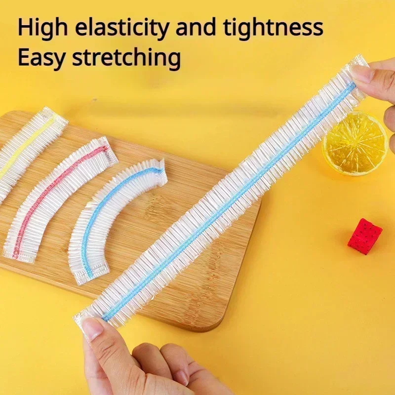 Plastic wrap 50/100/200pcs Saran wrap Colorful disposable food cover Food grade fresh-keeping plastic bag Kitchen refrigerator accessories