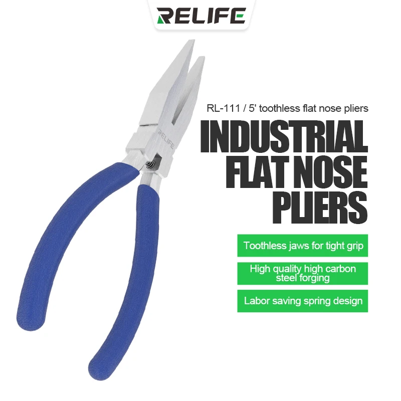 RELIFE RL-111 Industrial Toothless Flat Nose Pliers For Hold Cell Phone Battery Nickel Sheet Winding Copper Wire Clamp Steel Wir