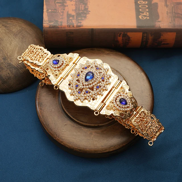 Moroccan Robe Wedding Belt Long Chain Belt Arabian Water Drop Shaped Rhinestone Waist Chain Bridal Jewelry Belt gold 11