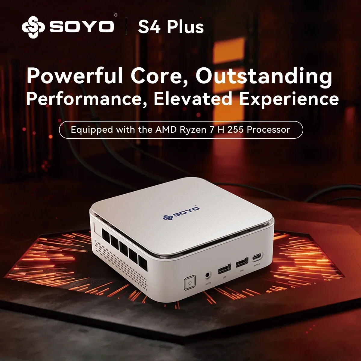 SOYO Mini PC Gaming Computer S4 Plus, AMD Ryzen 7 H255 CPU 16G