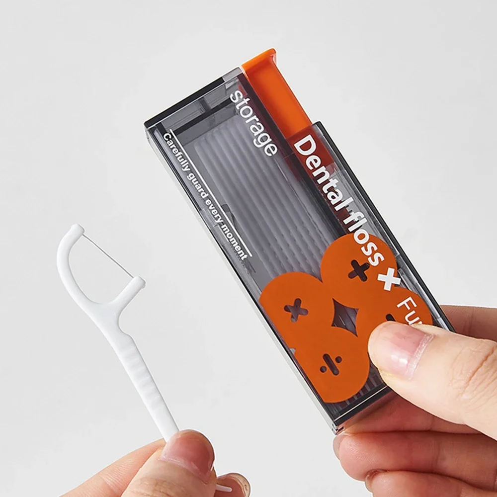 Floss Dispenser Portable Floss Dispenser 10Pcs Floss Automatic Ejectable Organiser Oral Care Press-on Disposable Flossing Sticks