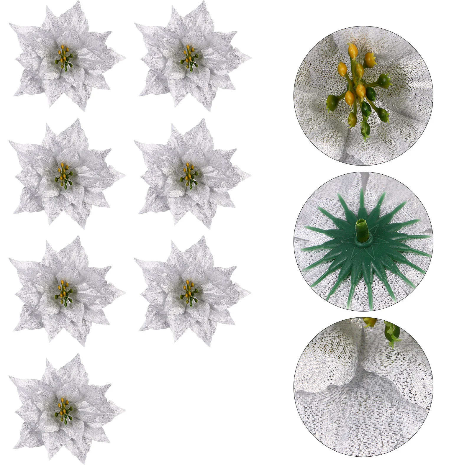 

7 Pcs Artificial Flowers Christmas Tree Decor Adornment Decorative The Glitter Accessories Wreath