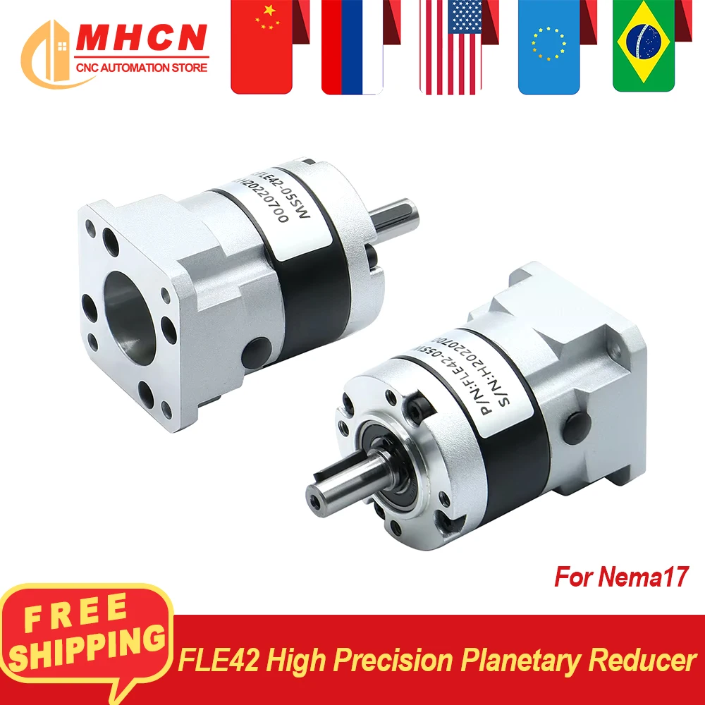MHCN FLE42-LSW High Precision Planetary Reducer for Nema17 42 Stepper Motor Ratio 4/5/10/20/25/50 Input 5mm Output 8mm