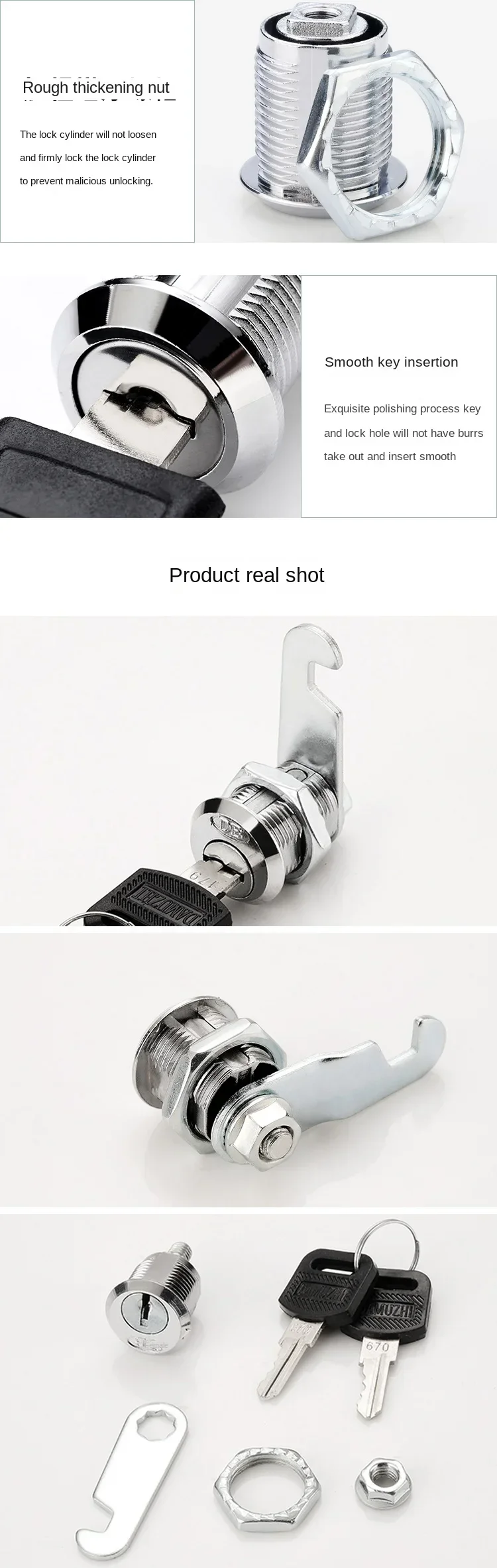 Description Picture 5 of item16/20/25/30mm 2 Keys Safe Cam Lock Office Door Cabinet Box Cupboard Lock Letter Wardrobe Safety Drawer Locker cylinder lock