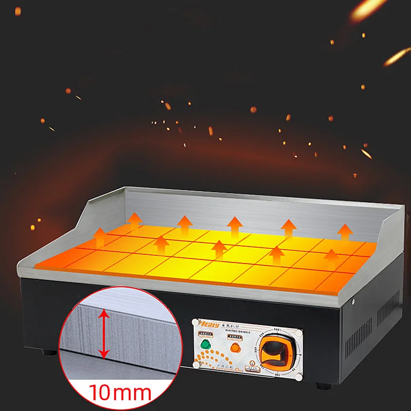 Commercial Electric Grill Skillet Stainless Steel Electric Griddle Grooved & Flat Large Hotplate Teppanyaki Grill 5