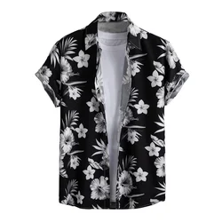 Retro Hawaiian Flower Shirt For Men Summer 3d Print Plants Leaves Short Sleeves Button Down Shirts Beach Tops Blouse Clothes