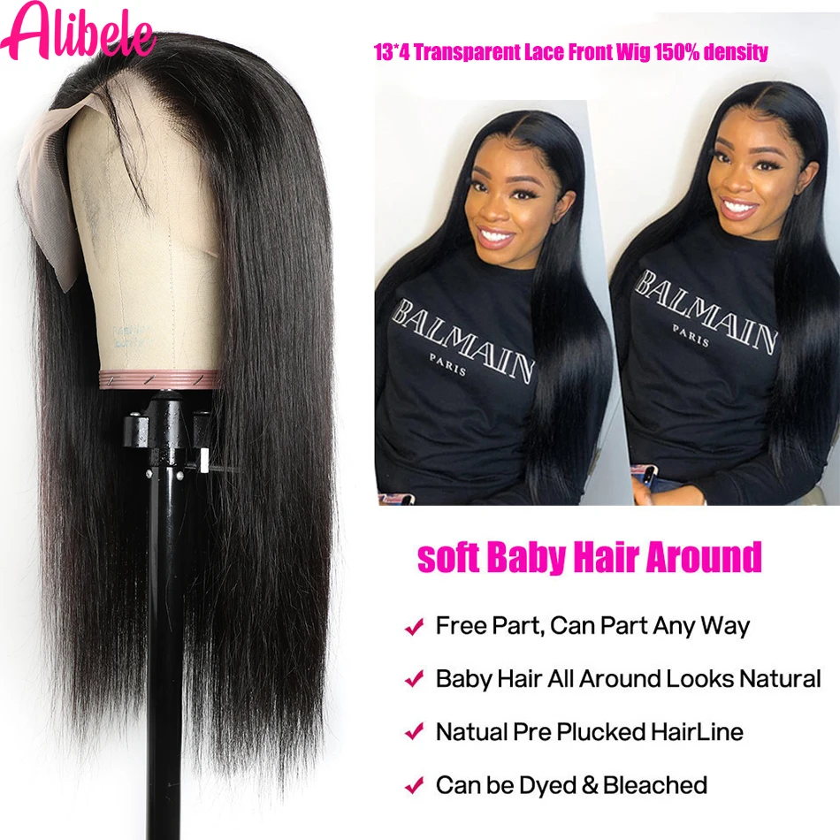 Human Hair Wig Human Hair Extensions Lace Front Wig Front Lace Wig 13x4/13x6 Straight Hair 150% Density Brazilian Hair For Women 4x4 Lace Closure