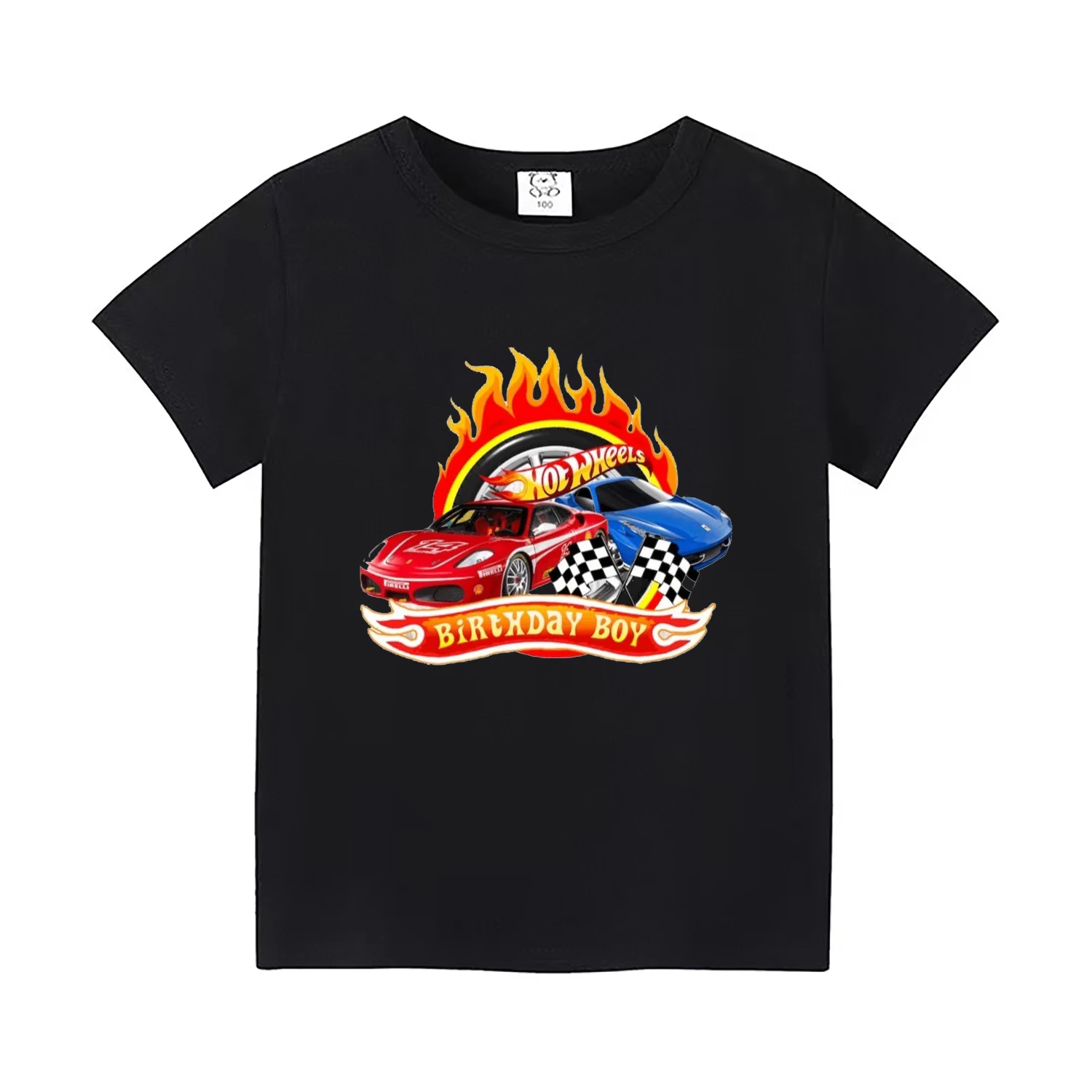 Summer New Hot-selling Hot Wheels Cars Children's Clothing T-shirts Boys' Tops 4-14 Years Old Kids Daily Clothing Holiday Gifts 4