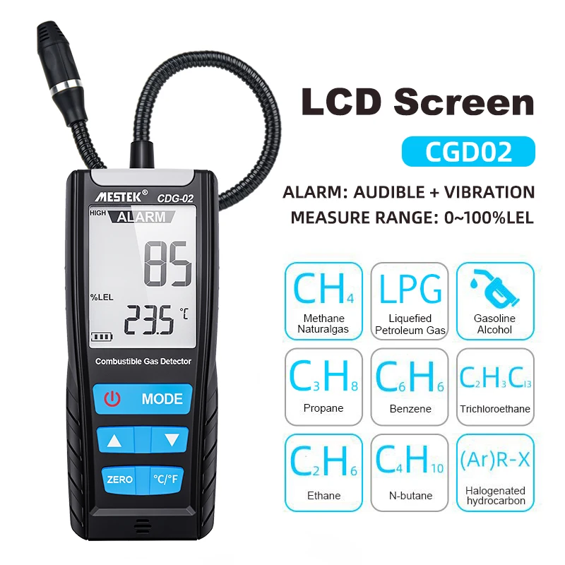 Combustible Gas Detector Gas Analyzer LPG Meter Flammable Natural Gas Leak Location Determine Meter Tester with Sound Alarm