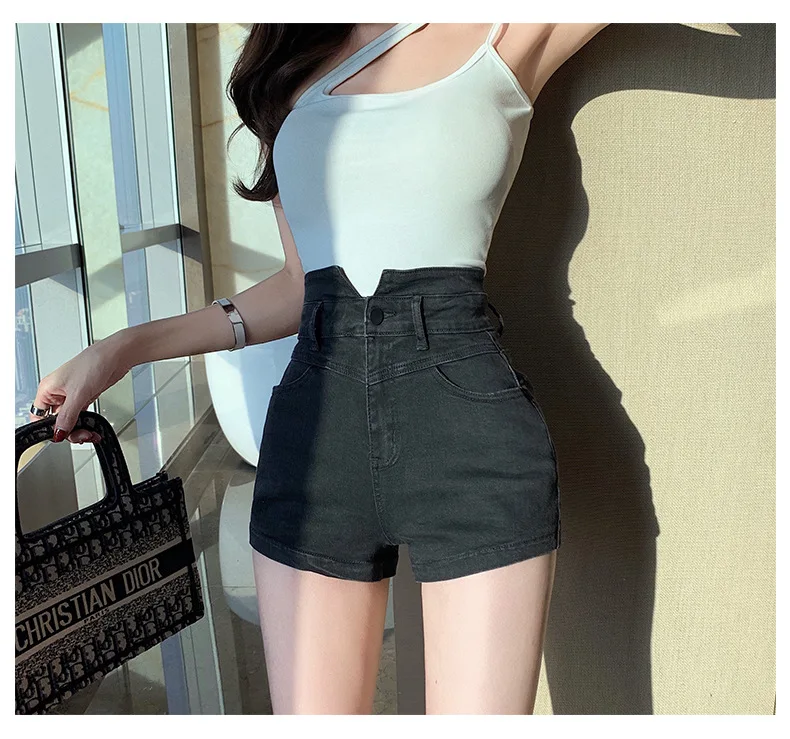 levis shorts YUANYUANJYCO Korean Fashion Streetwear High Waisted Cotton Denim Shorts Women Summer Long Waist Black Ladies Jean Short Bottoms bape shorts