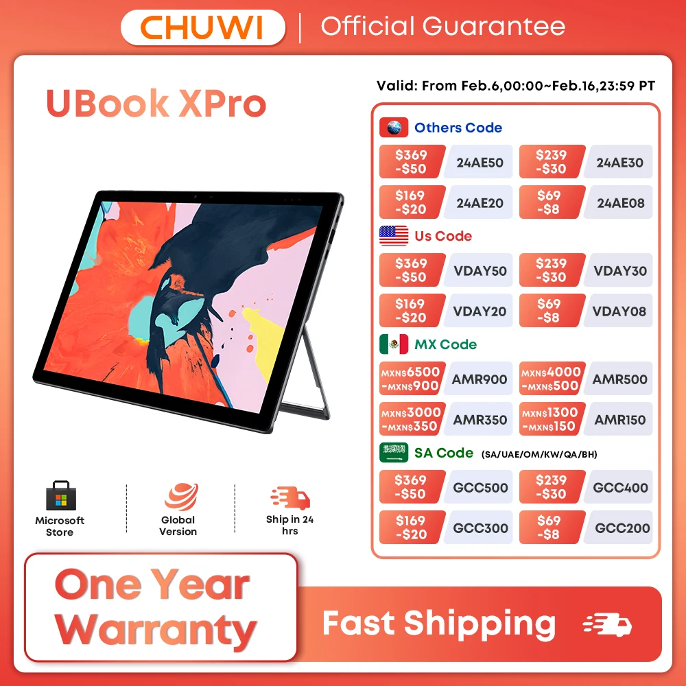 Chuwi Ubook Xpro 2 In1 Tablet Windows 512Gb Ssd 8Gb Ram 13 ''2K Touchscreen Intel Core I5-10210Y Supporto Tastiera Stilo