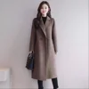 Loose Knee-Length Woolen Coat for Women Mid-Length Fashionable Slimming Polyester Fiber Pure Color Autumn Winter New Style
