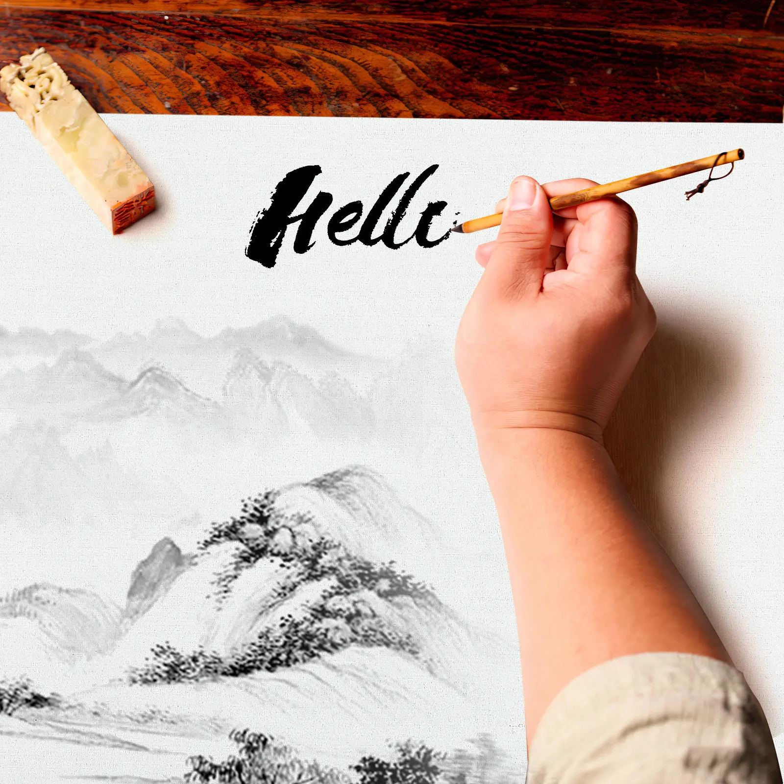 물 쓰기 스크롤 종이 빈 캔버스 중국 서예 연습용 캔버스 물 쓰기용 빈 캔버스