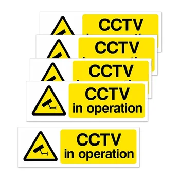 Set di adesivi autoadesivi impermeabili e resistenti per segnaletica CCTV, 2/5 pezzi, 15 x 5 cm, kit di adesivi per segnaletica di avvertimento CCTV.