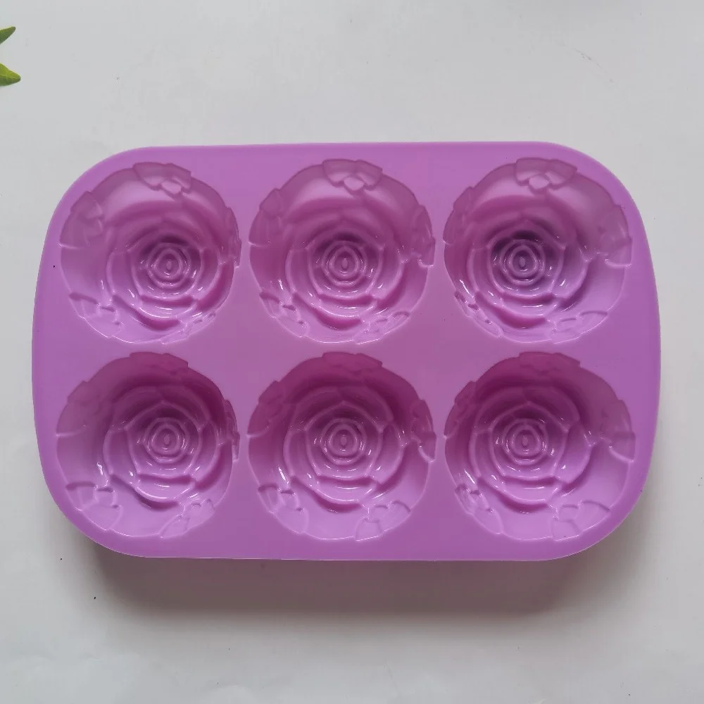 6-Cavity Silicone Rose Mold for Baking, Soap, and Candles