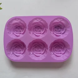 6 - Cavity Silicone Rose Mold for Baking, Soap, and Candles (Style - B 1pc)