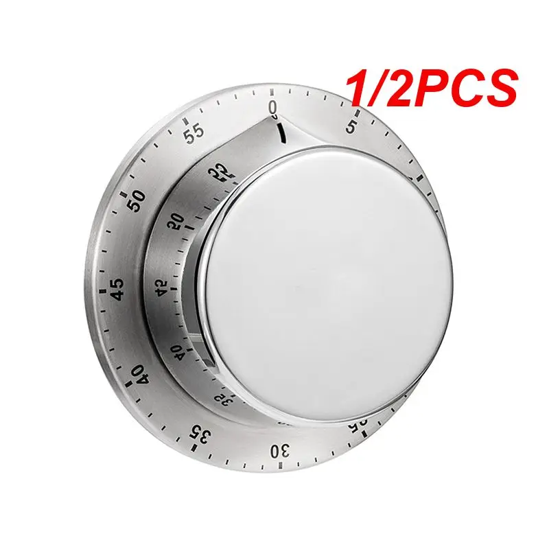 

1/2PCS Stainless Steel Kitchen Timer With Magnetic Base Manual Mechanical Cooking Timer Countdown Baking Tools Kitchen Gadgets