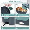 1.5L 60W Portable Electric Lunch Box,Leak Proof Design Car & Home Food Heater – Insulated Heated Lunch Container for Work Travel