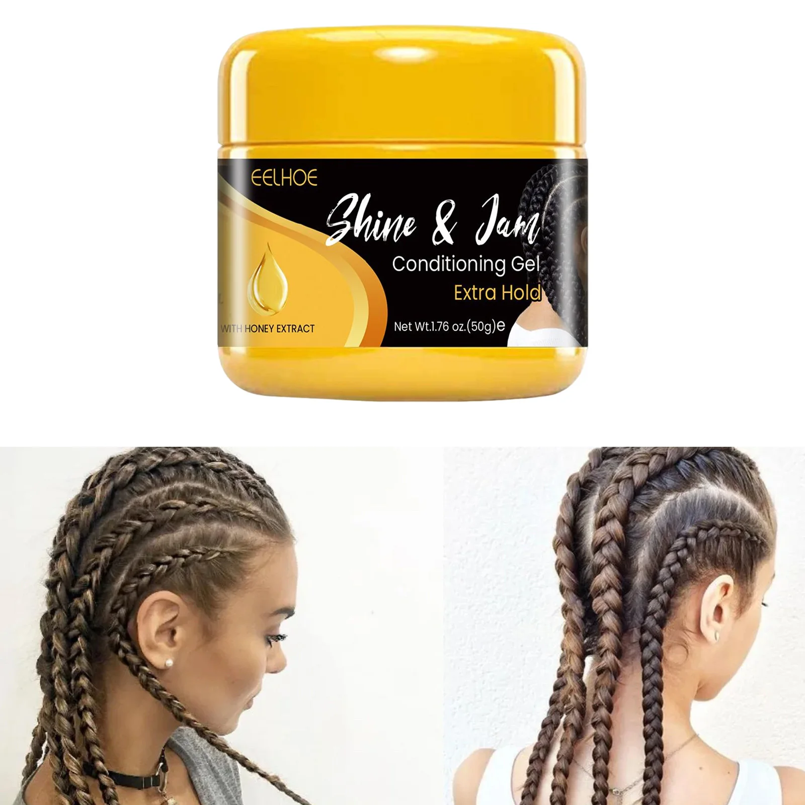 3/5Pcs Shine And Jam Conditioning Hair Gel Anti-Frizz Braiders Styling Gel  with Brushes Extra Hold for Braiding,Twisting 8OZ - AliExpress