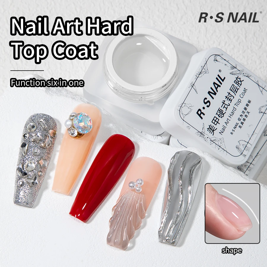 R​S NAIL 5g Hard Top Coat UV LED Gel Nail Polish No Wipe Top Gel Transparent Reinforce Gel Rhinestone Glue Nail Art DIY Salons 2