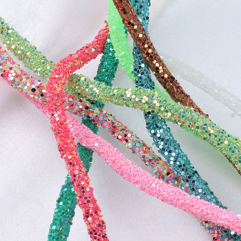 

50yards 6mm Resin Glitter Rope Tube Cord Sequin Trimming DIY Jewelry Bracelet Necklace Garment Shoes Party Decoration Wedding