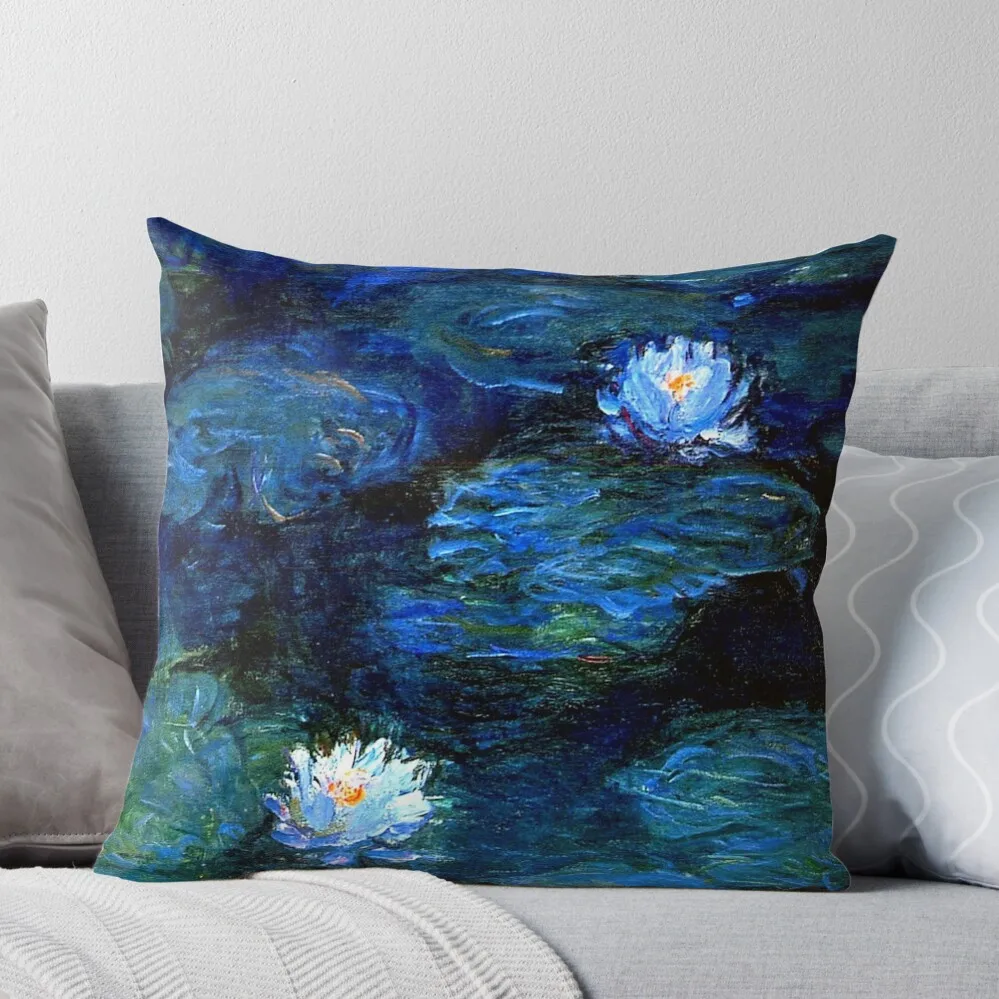 

Water Lilies Monet deep blue Throw Pillow Couch Pillows Cushions For Decorative Sofa