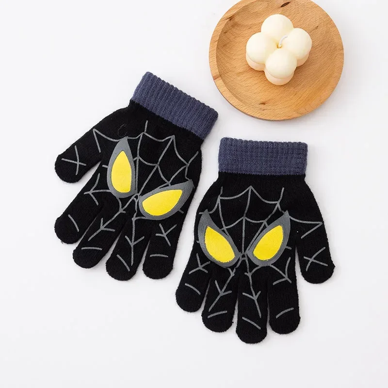 Winter Gloves Boys Spider Winter Gloves 3-8 Years Full Finger Knitted Mittens Warm Cartoon Outdoor Gloves for Kids Autumn Children&rsquo;s