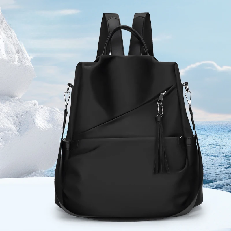 Lightweight small multifunctional women's handbag, fashionable backpack, open pocket travel bag, school and university shoulder