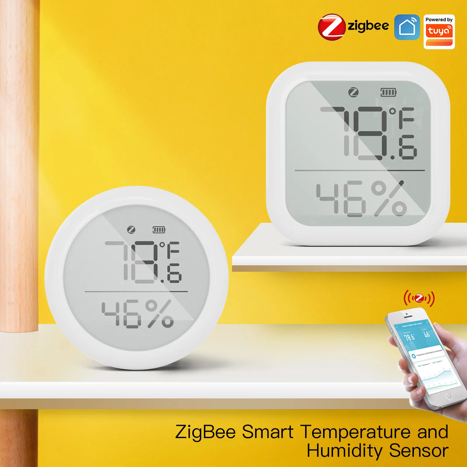 

Intelligent Temperature And Humidity Sensor LCD Display App Remote Detection Temperature And Humidity Detector Zigbee