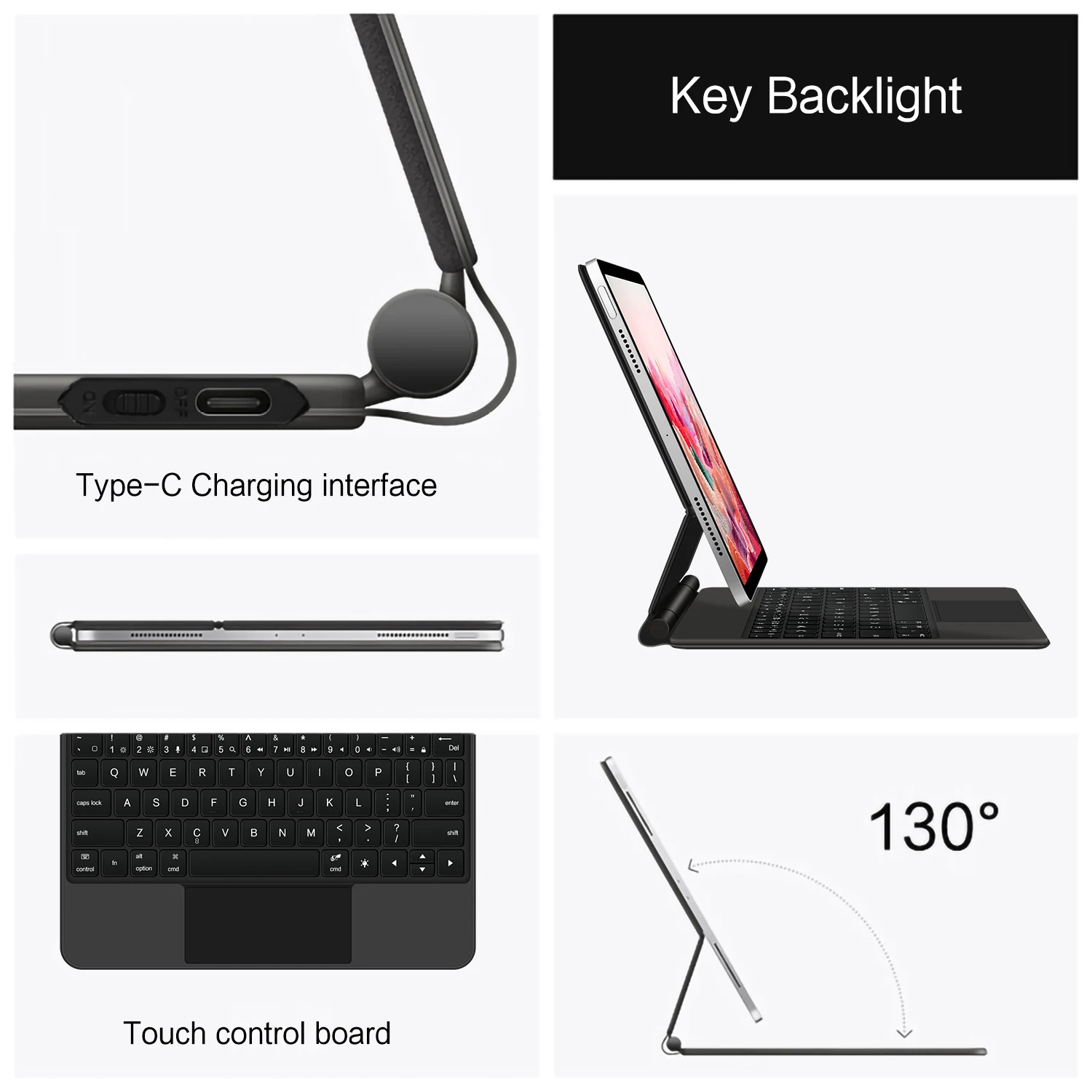 Keyboard Case For iPad Air 11 Inch (M2) Air 5th 4th iPad Pro 11" 4th 3rd 2nd 1st Magnetic Magic Multi-Touch Trackpad Cover