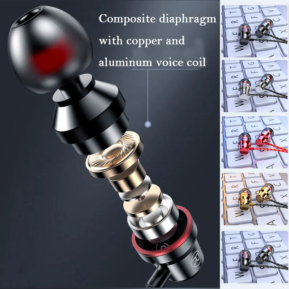 1.2M Cable 3.5mm In-Ear Wired Earphones Headset Stereo Earbuds Headphones for Huawei Xiaomi Portable High Quality Earphones