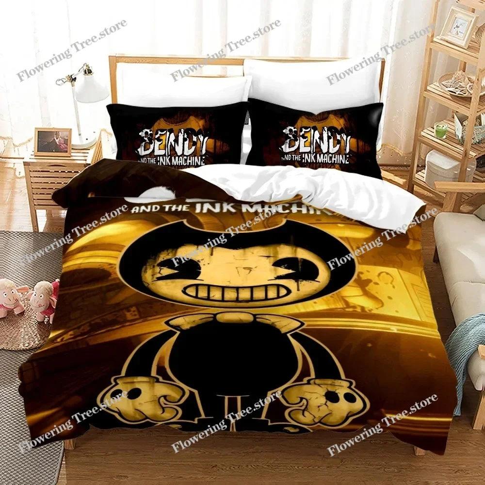 3D Printed Bendy N Ink Machine Bedding Set Pillowcase Duvet Cover Double Twin Full Queen King Adult Kids Bedclothes Quilt Cover 5