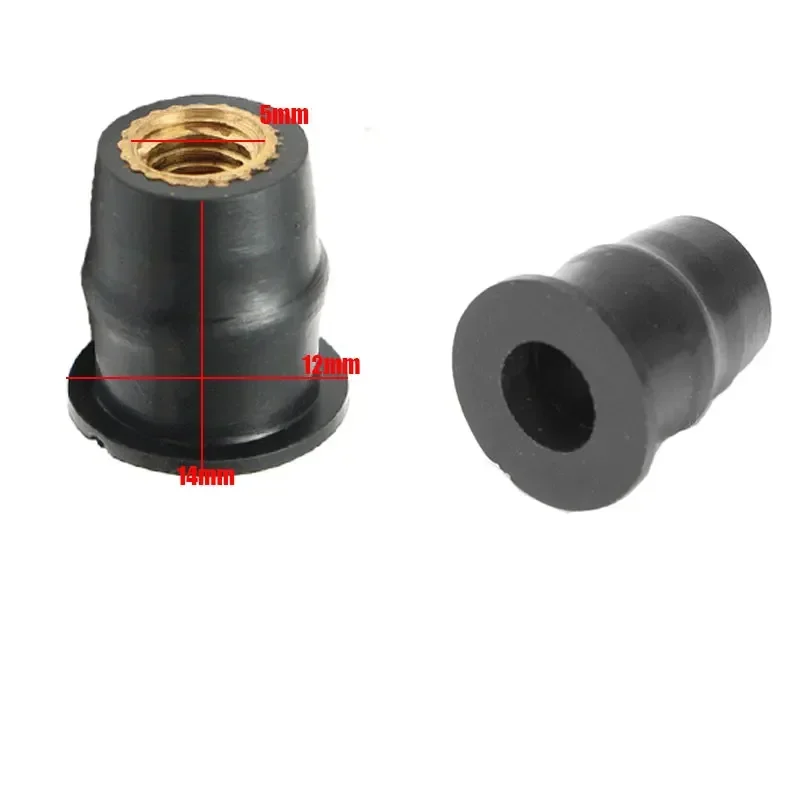 10Pcs M5 5mm Metric Rubber Well Nuts Windscreen Windshield Fairing Cowl Fastener For Honda For Suzuki Auto Motorbike Off-road auto fasteners