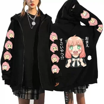 2025 موضة الاتجاه عادية أنيمي طباعة سستة هوديي فضفاضة مريحة شخصية طباعة هوديي رياضي 4