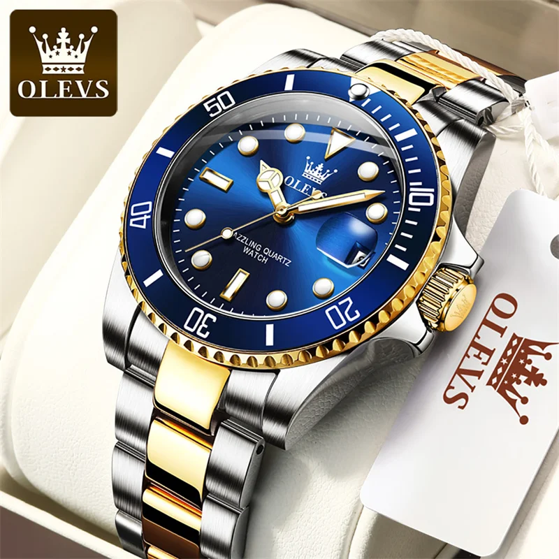 

OLEVS Mens Watches Top Brand Classic Quartz Watch Stainless Steel WristWatches Luminous Waterproof Calendar Display Reloj 5885