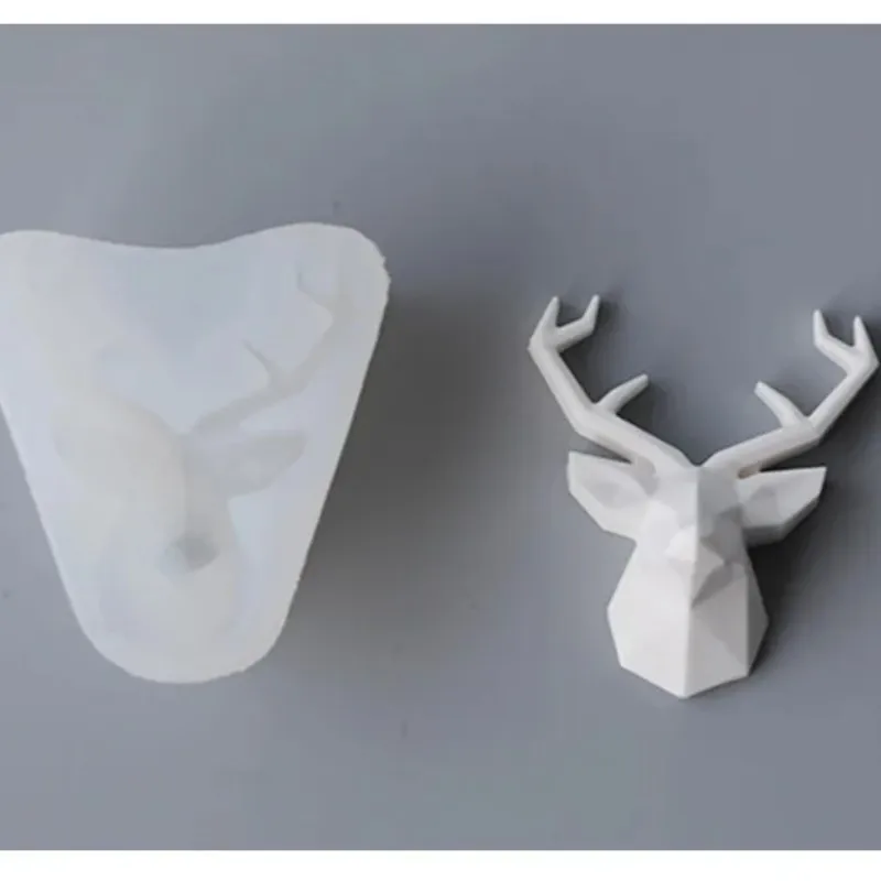 Geometric Deer Head Silicone Mold Home Car Air Outlet Ornament Aromatherapy Plaster Molds DIY Decoration Mould