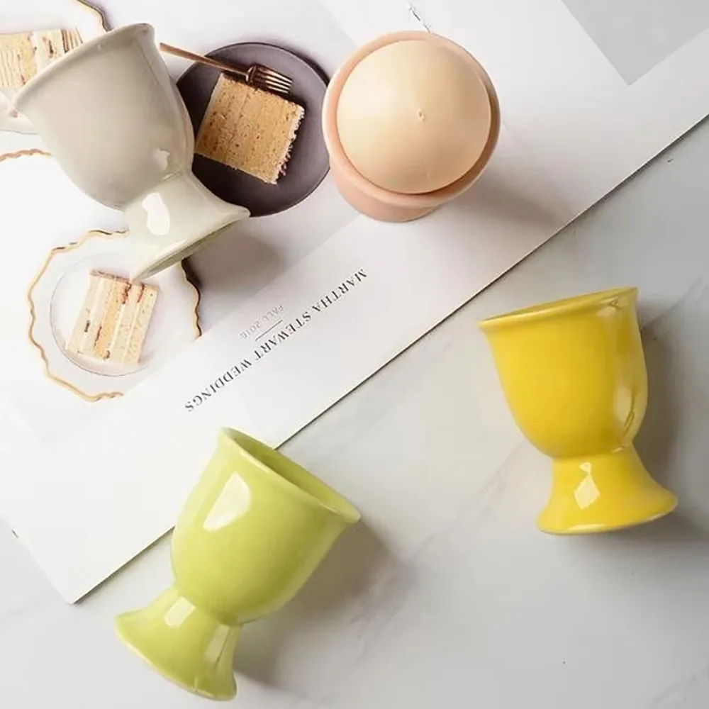 Ceramic Egg Cup Candy Color Wine Cups Breakfast Tool Egg Cup Holder Eggs Supplies Kitchen Gadgets Eggs Decor Supplies