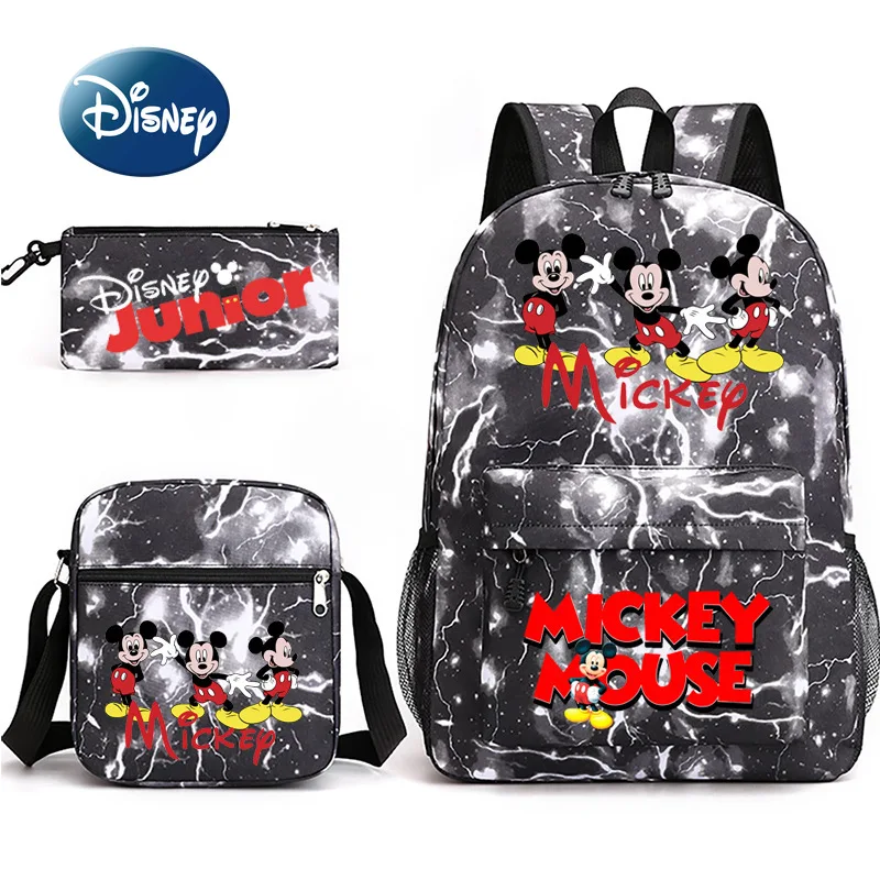 

Disney Mickey's New Backpack 3-piece Set Cartoon Boys and Girls Schoolbag Luxury Brand Large Capacity Fashion Women's Backpack
