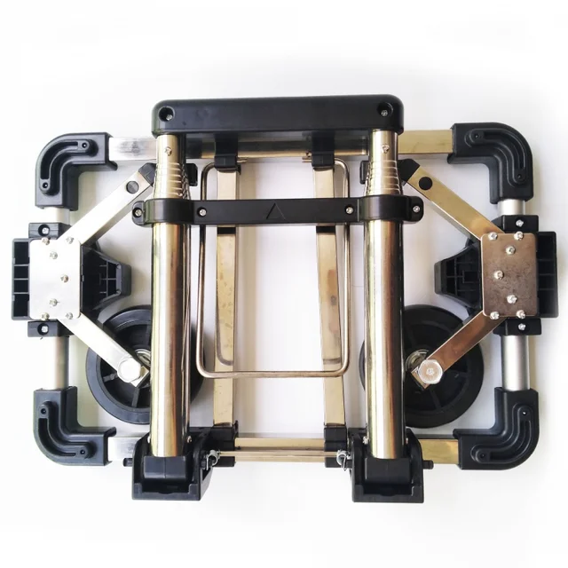 Teljes Összecsukható Rozsdamentes Acélból Készült Poggyász -Autó Csapágy Kapacitása 25 Kg Könnyen Hordozható Kocsi Bőrönd Iskolászsákok Bevásárlókocsik