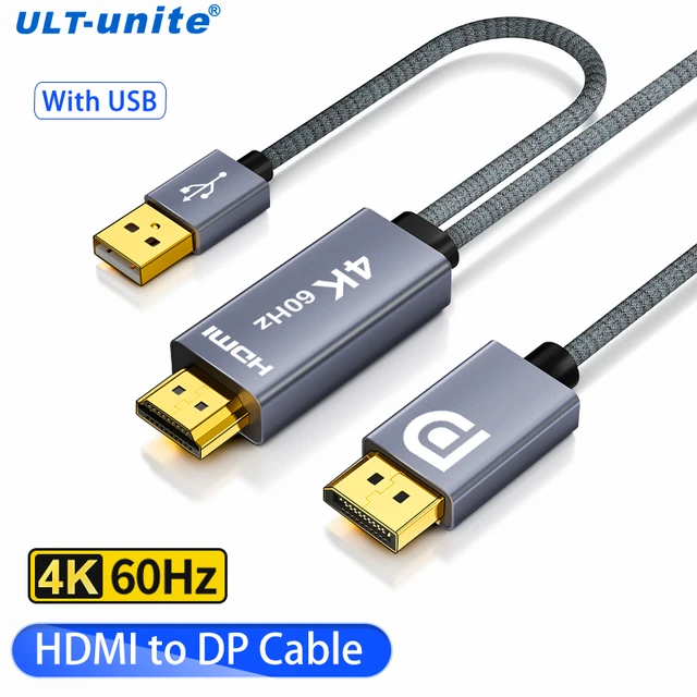 4K HDMI to DP Cable HDMI To Display Port Converter 144Hz Audio Video  DisplayPort Cord Unidirectional HDMI 1.4 to DP 1.2 Adapter - AliExpress