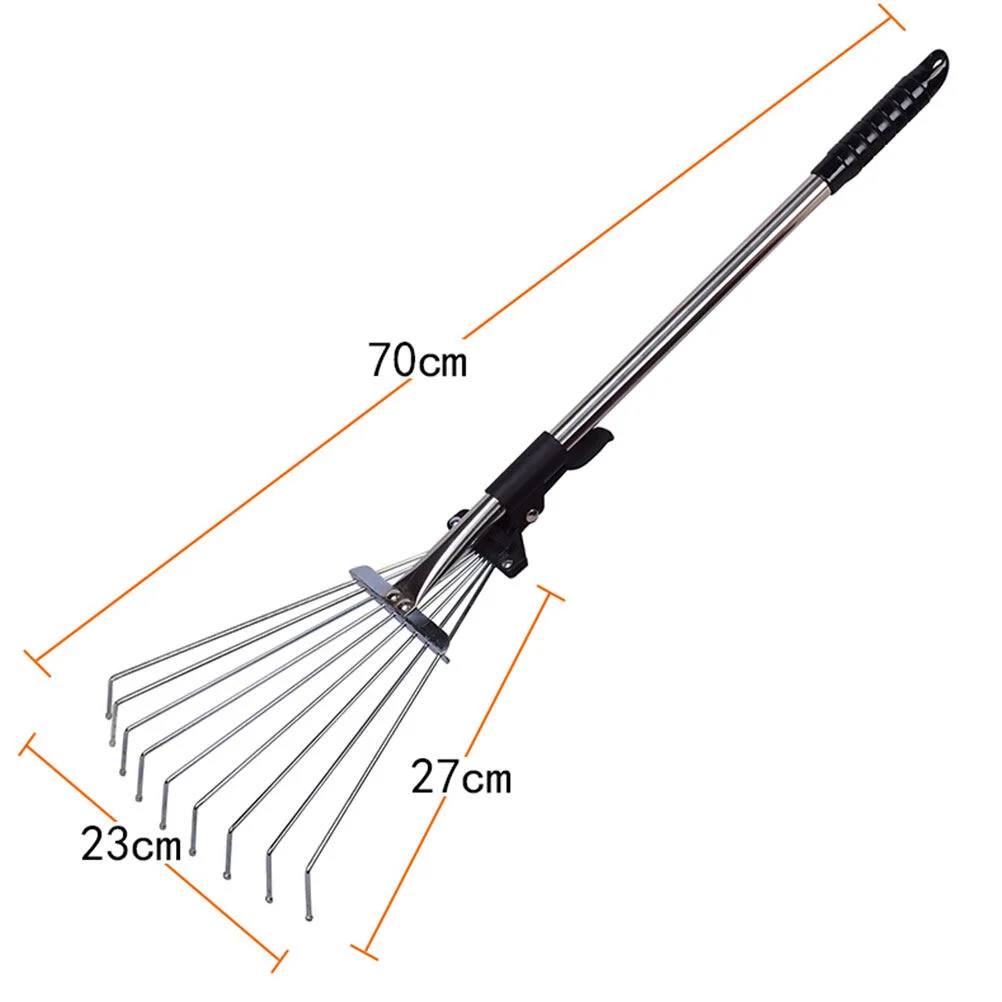 Leaf garden leaf rake Fan Rake with Handle Retractable Gardening Cleaner Rake for Leaf Grass garden metal rakes Lawn garden images - 6