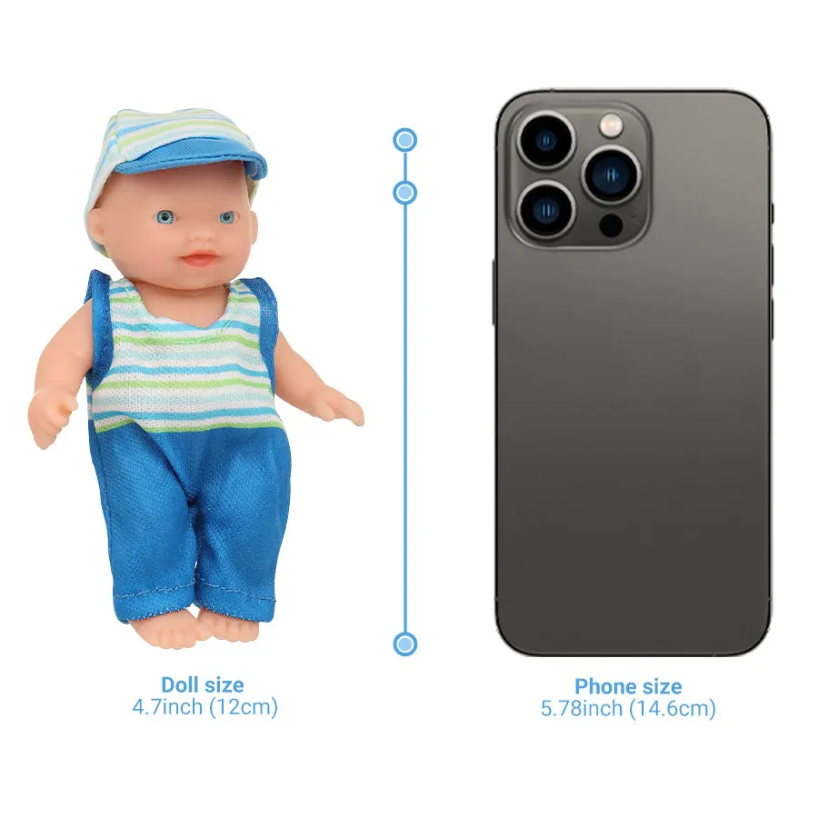 12cm Mini Baby Doll for Kids Realistic Smiling Newborn Doll with Outfit Pajamas Doll Clothes Kids Birthday Gifts Children's Toys - 5