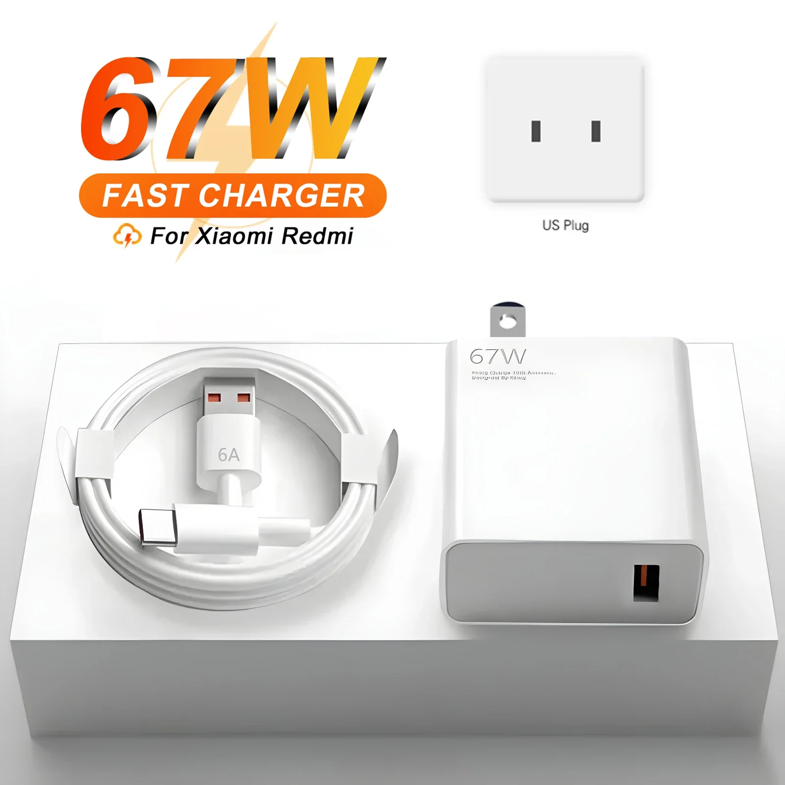 67W Super Fast USB Charger for Xiaomi 11 12 Lite 13T 14T Redmi Note 10 11S 12T 13 Pro POCO F5 X5 Type C Quick Charging 6A Cable