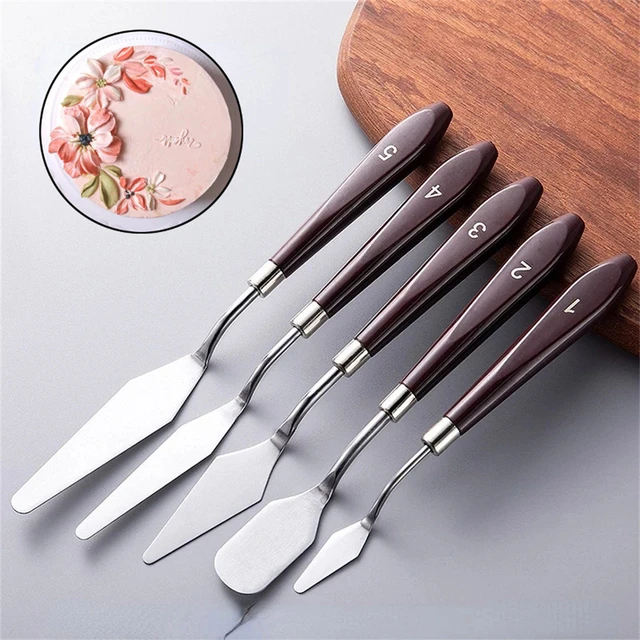 5Pcs/set Cake Spatula Set Stainless Steel Butter Cream Knife Cake Scraper  Smoother Metal Cake Decoration Baking Pastry Tools