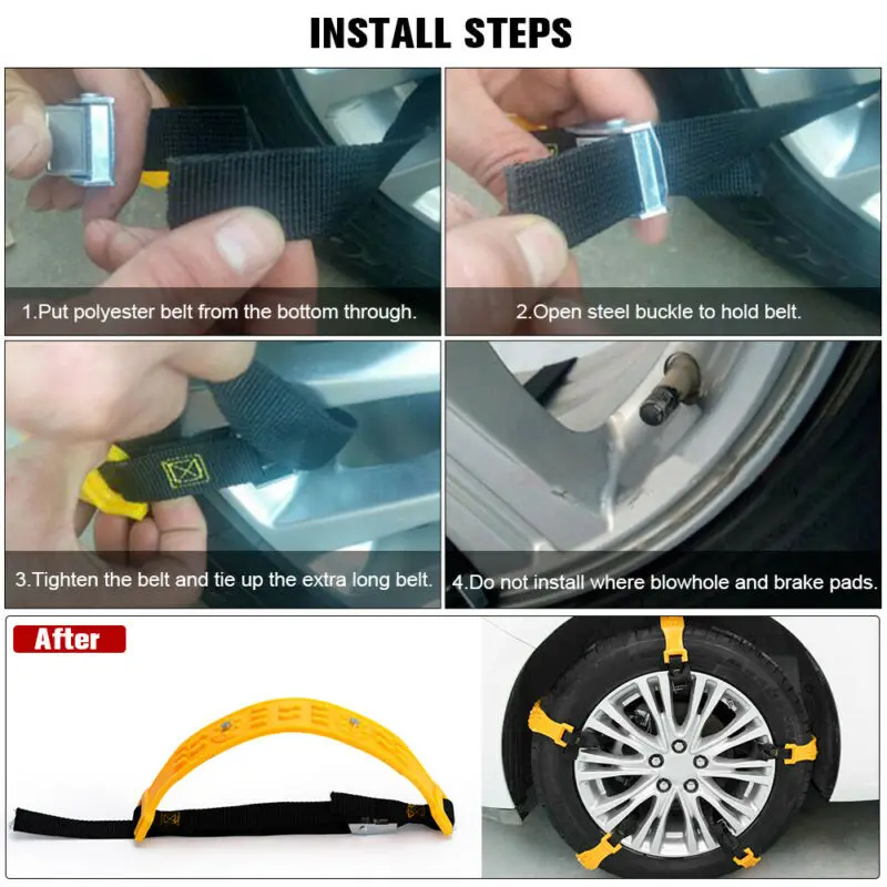 RESO Car Winter Tire Wheels Snow Chains Outdoor Anti Skid Belt Emergency Cable Strap Winter Outdoor Emergency Chain RSC632