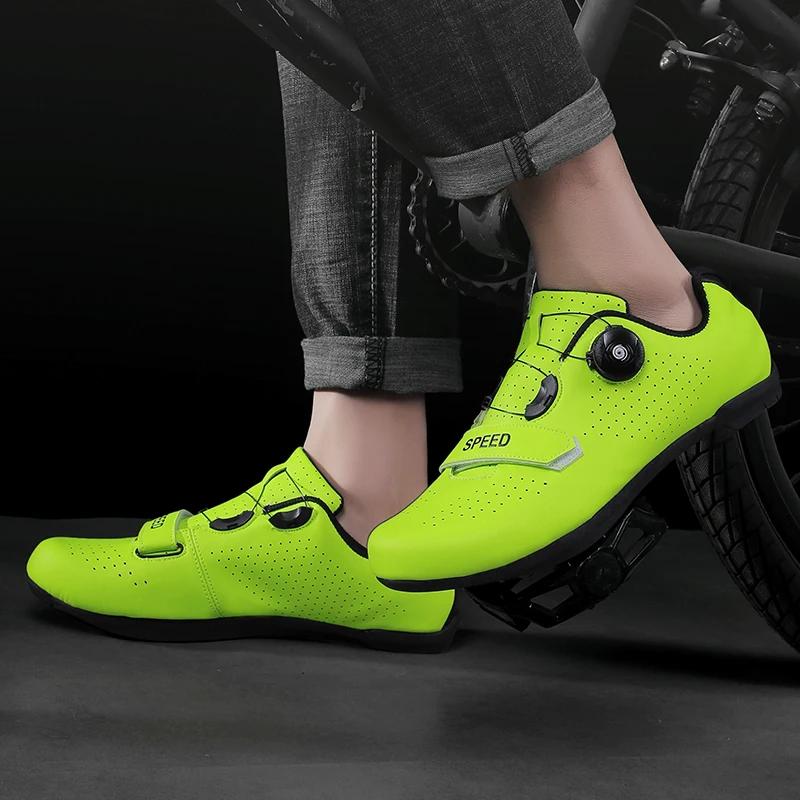 Popular Adult Bicycle Sport Training Shoes Green Red White Female Athletic Cycling Sneaker Light Weight Male Riding Cycle Shoes
