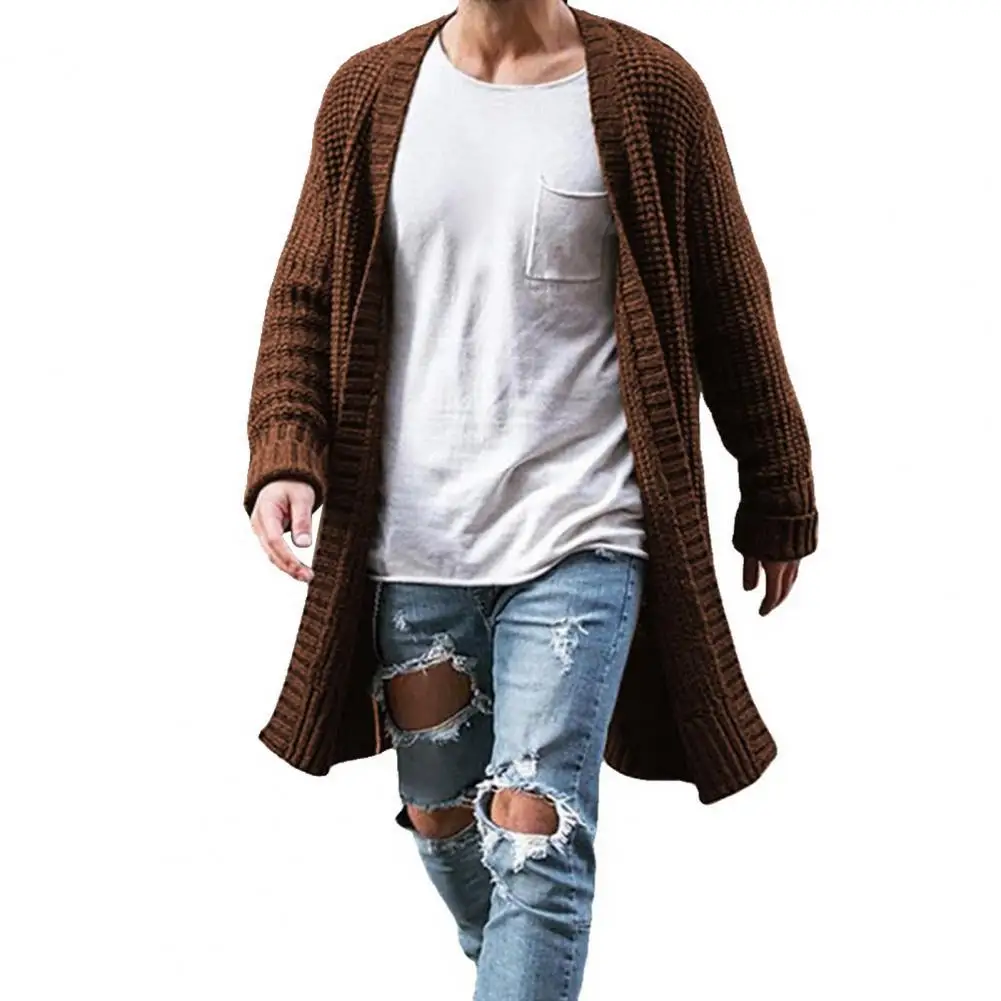 Nuovi uomini Cardigan in cotone lavorato a maglia moda maglioni lunghi uomo Casual solido manica lunga Slim Outwear autunno inverno giacca calda