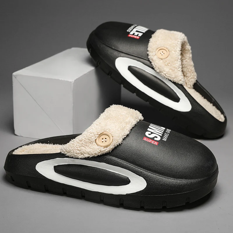 

Slippers For Men Plus Cotton Eva Shoe House Keep Warm Bathroom Anti-slip Waterproof New Fashion Style Thick-soled Wear-resistant