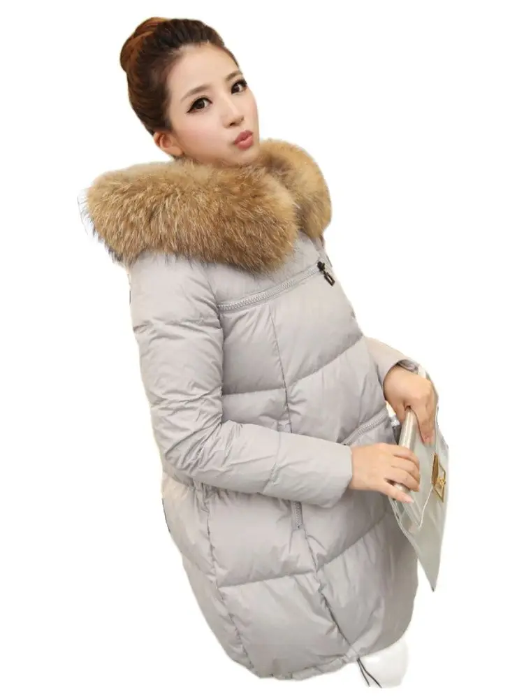 Winter Maternity Down Coats Korean Style Faux Fur Hooded Outerwear Fashion Pregnant Woman Long Cotton Jackets Warm Clothes